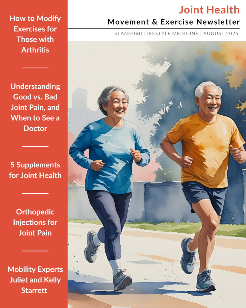 August 2025 Newsletter cover with Mature Woman and Man Jogging