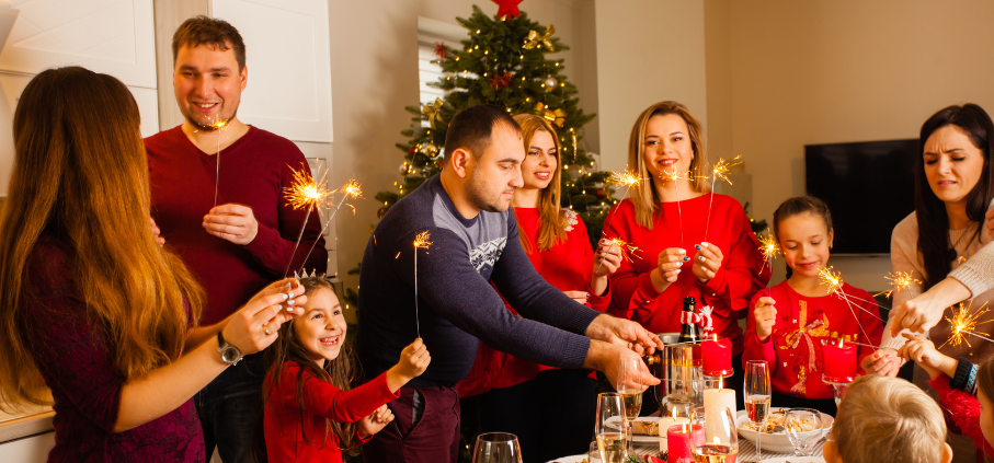 Winter holiday family gathering