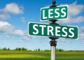 Road sign stating "LESS STRESS"