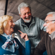 three people laughing