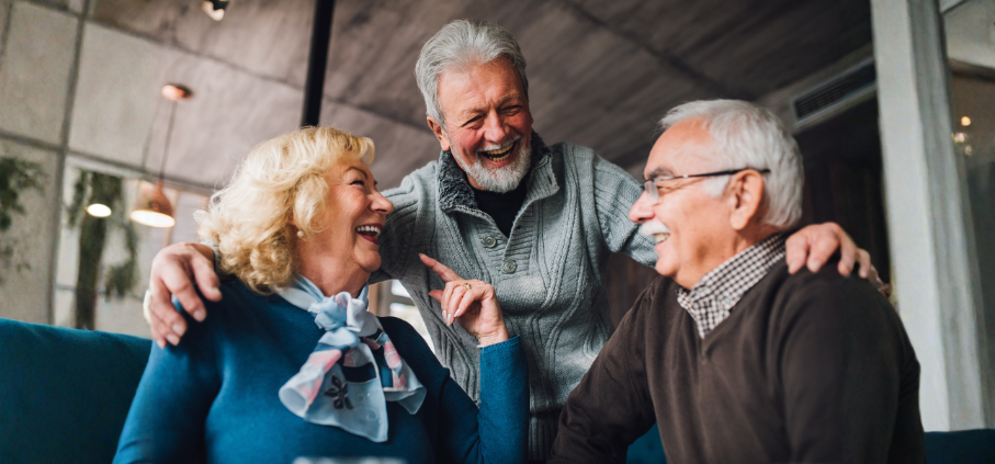 three people laughing